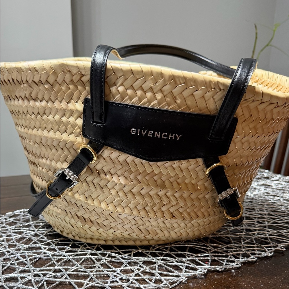Givenchy Small Voyou Tan and Black Woven Tote